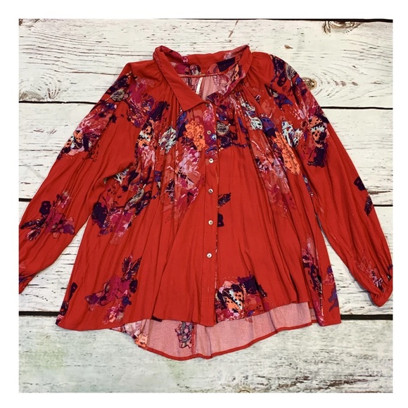 Free People Meadow Lark Blouse in Red - Picture 6 of 7